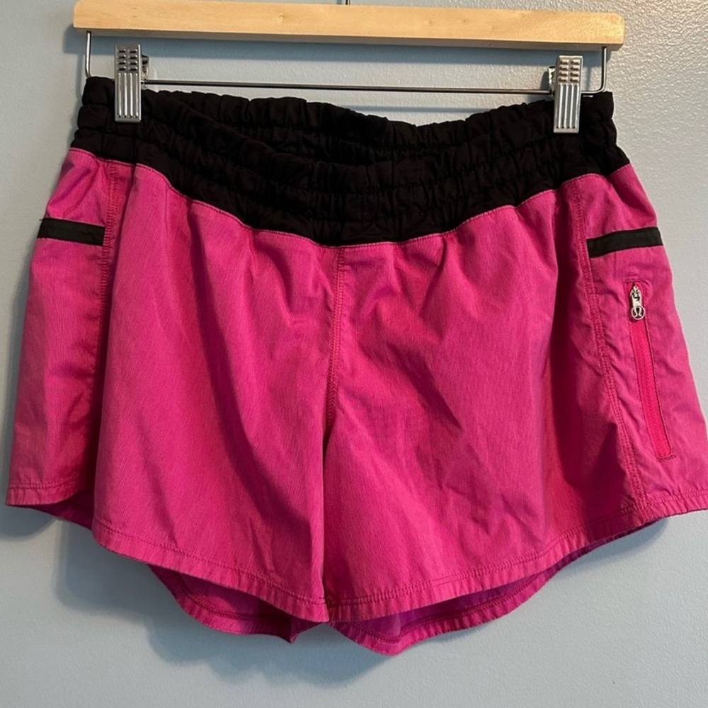 Lululemon size 8 hot pink with black detail shorts